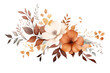 © britaseifert - Pale autumn watercolor leaves and flowers - botanical design banner. Generative AI.