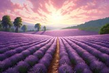 Fototapeta Lawenda - Lavender Symphony: A Serene Purple Haven in the Fields, generative AI