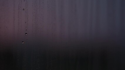 Wall Mural - Water drops on window glass with sunset light