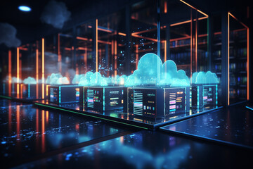 Wall Mural - online, cloud storage, contact, computing, tablet, phone home devices with online. linking computer 