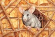 Cheese Mosaic Exploration: Curious Brown Rat Engages with Mischievous Charm, Twitching Whiskers, generative AI