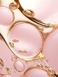 © mj - pink beauty collagen skin serum and vitamin illustration, generative ai hyaluronic acid molecules background, Close Up, AI generative