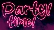 © adobedesigner - Party Time text font with light. Luminous and shimmering haze inside the letters of the text Party Time.