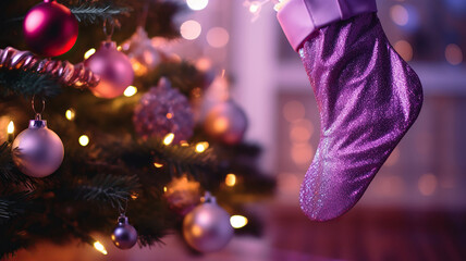 Wall Mural - Hanging sock inside a Christmas tree