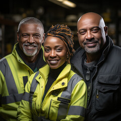 Sticker - Happy African engineers and  team of  construction worker working at construction site