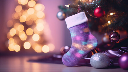 Wall Mural - Hanging sock inside a Christmas tree