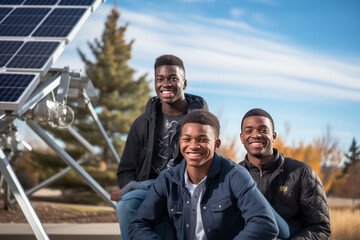 Poster - Happy African engineers and  team of  construction worker working at construction site