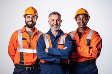 Wall Mural - Happy African engineers and  team of  construction worker working at construction site