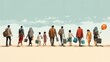 An image of uprooted families walking with their belongings, showcasing the migration crisis and the search for safety. Generative AI