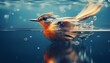 Bird Swimming in Water. Generative ai