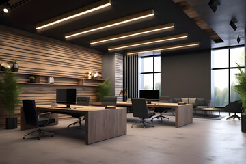 Modern beautiful pleasant indoor Office working space interior design idea Modern teamwork interior idea