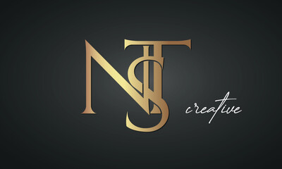 Wall Mural - luxury letters NST golden logo icon premium monogram, creative royal logo design	