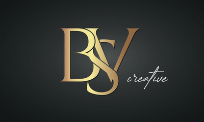 luxury letters BSV golden logo icon premium monogram, creative royal logo design	