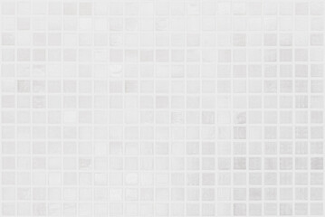 White tile wall chequered background bathroom texture. Ceramic brick wall and floor tiles mosaic background in bathroom and kitchen clean. Design pattern geometric with grid wallpaper decoration.