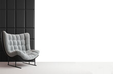 Casual Armchair In Front Of A Transparent Wall