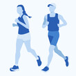 People running in sportswear competition in race, monotone color vector illustration flat graphic