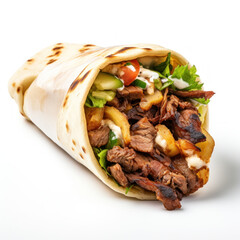 Wall Mural - Delicious shawarma on a white background