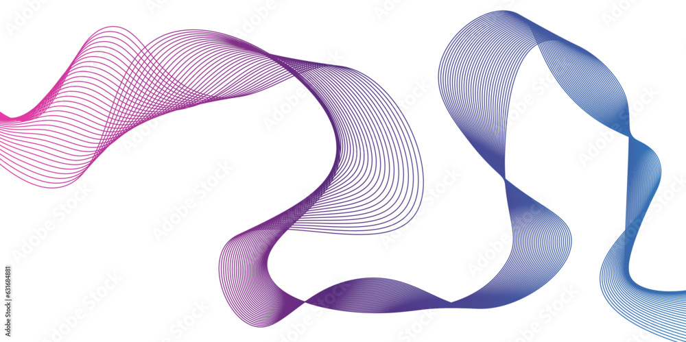 abstract lines blue gradient pink curve wave white background, Stylized ...