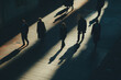 Shadows of group of people walking on the street, aesthetic look