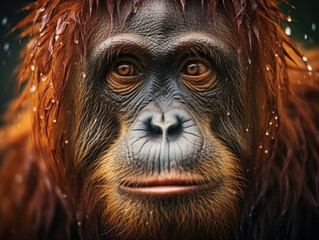 Wall Mural - Orangutan in its Natural Habitat, Wildlife Photography, Generative AI