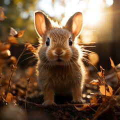 Poster - Rabbit in its Natural Habitat, Wildlife Photography, Generative AI