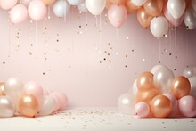 Create A Light Pastel-colored Birthday Background With Light Pink Balloons