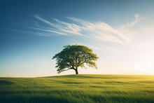 A Lonely Tree In A Green Field