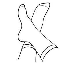 Foot With Socks Line Art 