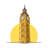 Fototapeta Big Ben - big ben clock tower vector illustration. big ben tower London vector illustration isolated on white background.