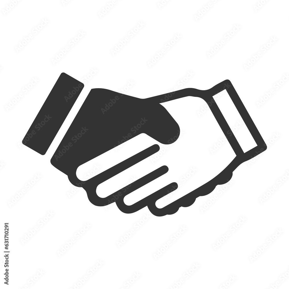 Vector illustration of handshake icon in dark color and transparent ...
