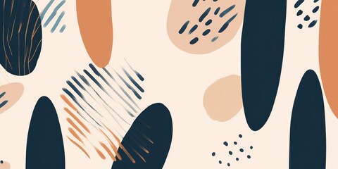 Hand drawn abstract simple shapes pattern. Modern collage seamless print. Fashionable template for design, Generative AI