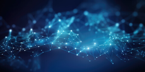 Abstract blue digital data background. Network connection structure. Structural connection of information. Data transfer in network connection. Data technology. Digital background, generative ai