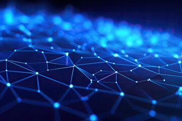 3d rendering of abstract blue background with connecting dots and lines. Abstract blue technology background. Network connection structure. 3d rendering, AI Generated