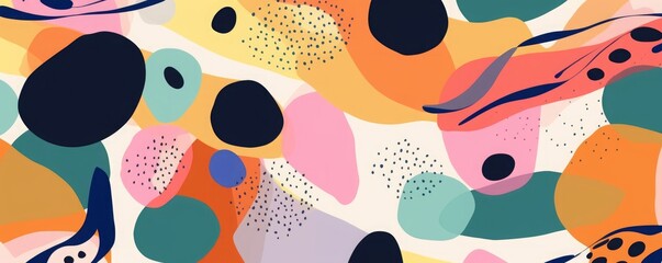 Colorful modern hand drawn trendy abstract pattern. Creative collage seamless pattern design, Generative AI