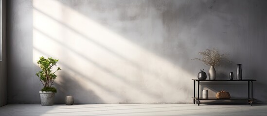 Aufkleber - A blank studio background is ideal for showcasing products. The gray room has shadows from a window, providing a visual effect. The product is displayed with a blurred background, ensuring focus