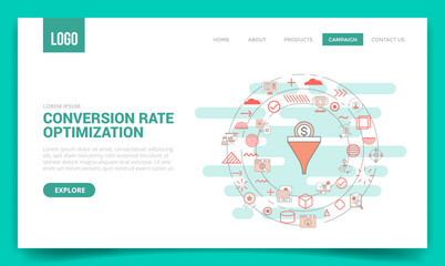 Wall Mural - cro conversion rate optimization concept with circle icon for website template or landing page homep