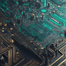 A Circuit Board Background Featuring Intricate Patterns Of Electronic Components And Metallic Traces, Exuding A Futuristic And Technological Vibe, Perfect For Showcasing Tech-related Content