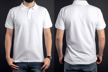 Wall Mural - Front and Back View of White Polo Shirt For Design Mock Up Created with Generative AI Technology