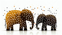 Elephant Silhouette Illustration Polka Dots Elephants Isolated On White Background