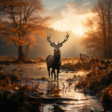 Deer In Its Natural Habitat, Wildlife Photography, Generative AI
