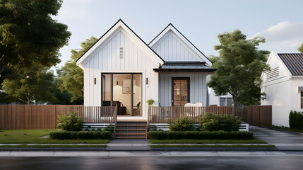 Wall Mural - a small single family house with tiny modern touches white background. Generative AI