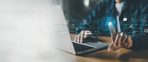 AI learning and business artificial intelligence, modern , transformation of ideas and the adoption of technology in business in the digital age, enhancing global business capabilities , Ai.	
