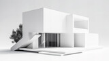 Fototapeta Zachód słońca - Isolated mockup of a 3D house standing on a white surface. Generative AI technology.