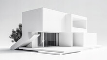 Isolated Mockup Of A 3D House Standing On A White Surface. Generative AI Technology.