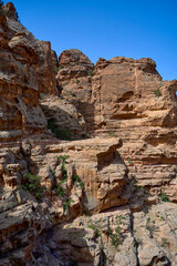 Wall Mural - Tourists trails hike from Little Petra to the Monastery, Petra, Jordan