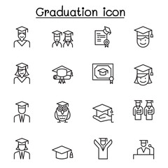 Wall Mural - Graduation icon set in thin line style