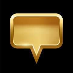 Wall Mural - gold rectangle speech bubble with frame vector illustration. 3d golden glossy elegant button design 