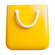 Yellow shopping bag icon. 3d illustration.