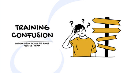 Vector of a confused thinking student man