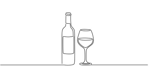 bottle of wine with glass vector illustration